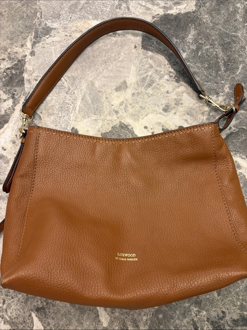 Loxwood Paris Cognac Pebbled Leather Shoulder Bag